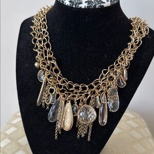 Gold Chain Necklace with Crystal Accents NWOT